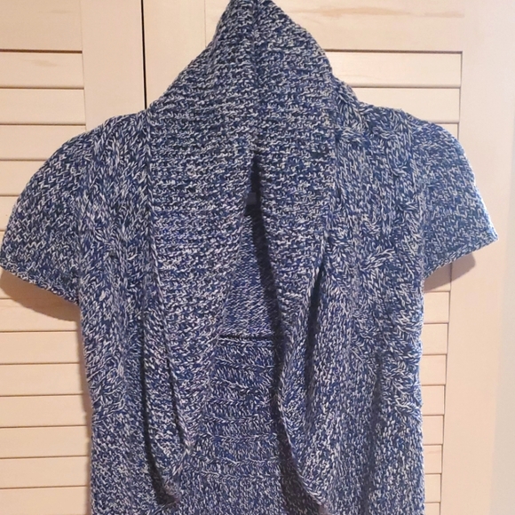 2/$30 Express Sweater with Shawl Collar Blue, white, and black knitted XS - Picture 1 of 7